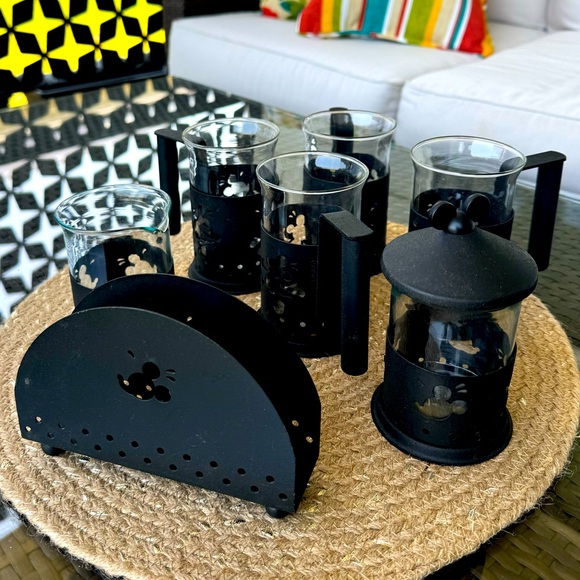 ☕️🌟🖤Mickey Mouse Coffee Mug Set w Napkin Holder, Creamer Cup